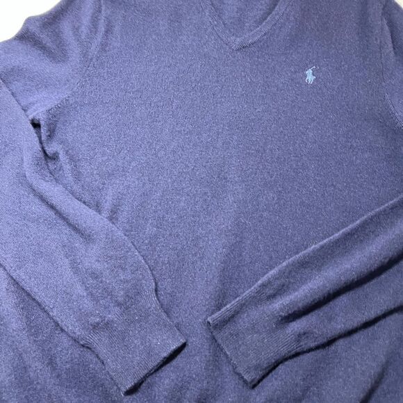 Polo Ralph Lauren Washable Wool V-Neck Sweater size L6 Hunter Navy NWOT - Picture 3 of 10